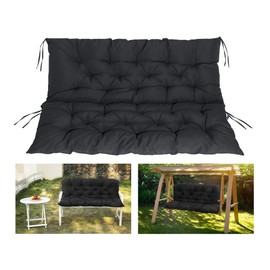 COSNUOSA Swing Replacement Cushions Waterproof Porch Swing Cushions 2-3 Seater Outdoor Swing Cushions for Outdoor Furniture Black 47x40 Inches