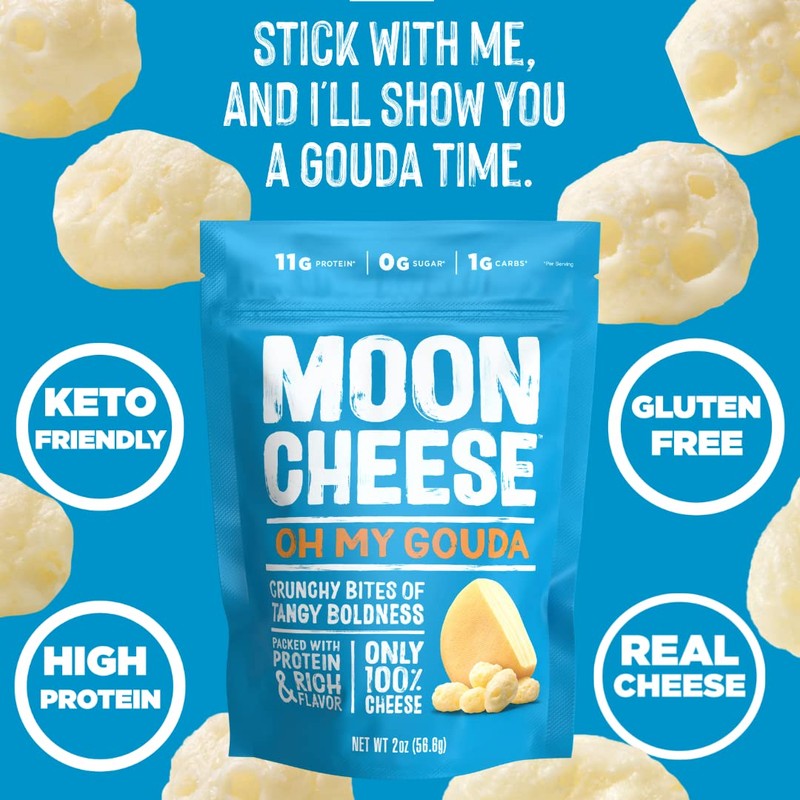 Moon Cheese Oh My Gouda Cheese Bites, 10 Ounce, 2-Pack,