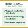 Nature's Bounty Biotin Quick Dissolve Tablets, 5000 mcg, 60 Ct