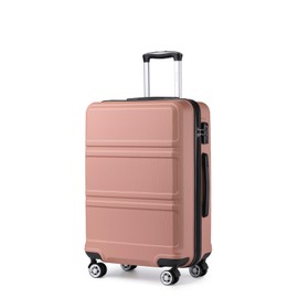 Kono 24 Inch Luggage Suitcase Lightweight with Spinner Wheels TSA Lock Hardside Medium Checked Luggage Durable Rolling Suitcase Nude/Rose Gold