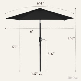 6 Ft Outdoor Patio Umbrella, Easy Open/Close Crank and Push Button Tilt Adjustment - Black Market Umbrellas