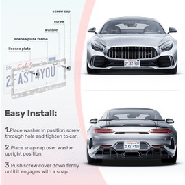 QUANQIUFEI 2 Pack Bling License Plate Frames, Sparkly Rhinestone Diamond Car License Plate Cover for Women, Stainless Steel Car Accessories with Glitter Crystal Caps (White)