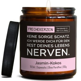 Lustiges Valentinstag Geschenk für Sie & Ihn | Duftkerze mit Spruch | Handgemacht aus Sojawachs | In Geschenkbox | Männer Partner Geschenk Idee Mann Ehemann Freund |Jasmin-Kokos