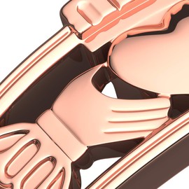 GWG Jewellery 18K Rose Gold Coated 925 Sterling Silver Claddagh Ring Half Covered Design – 7 in Gift Box for Women