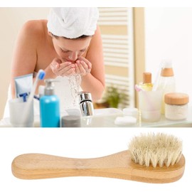 Cepillo Facial, Cepillo Manual De Limpieza Facial con Mango De Madera, Cerdas Naturales, Cepillos Faciales Exfoliantes para Cepillado Y Cepillado En Seco Adecuados para Hombres Y Mujeres