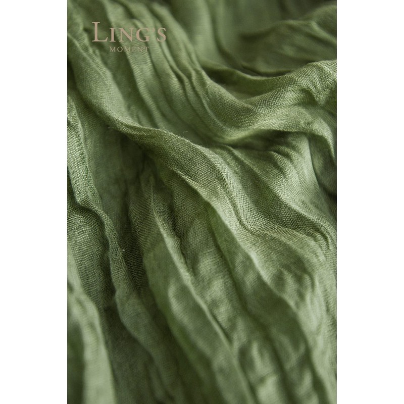 Ling's Moment 10Ft x 35" Wide Moss Green Gauze Semi-Sheer