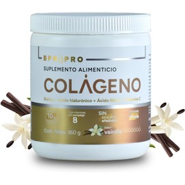 Colágeno Hidrolizado Puro en Polvo 360g - Vainilla | Con Vitamina C, Vitamina D3, Zinc, Vitamina E, Ácido Fólico y Ácido Hialurónico | Vitaminas para el cabello Sin Gluten ni Aditivos | BPN PRO
