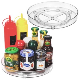 Optish 2 Pack Lazy Susan Organizer, 10 Inch Lazy Susan Turntable for Cabinet, Turntable Organizer for Pantry Organizers and Storage, Non-Skid Fridge Organizer