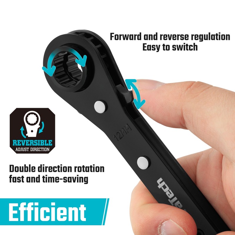 DURATECH 4-in-1 Reversible Ratcheting Wrench Set, Double Box End Wrench