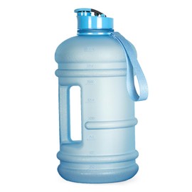 TOOFEEL Drinking Bottle 2 L, 2 Litre Drinking Bottle with Handle, BPA-Free Water Bottle 2 Litres with Strap, Leak-Proof Sports Bottle for Fitness, Camping, Yoga, Travel - Matte Light Blue