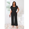IWFEV Women's Jumpsuit Sequins Patchwork Overlay Ruffle Sleeveless Full Length