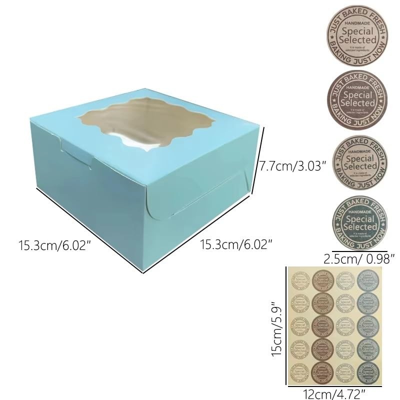 Generic 30Pcs (6x6x3 in) Mini Cake Boxes+2 stickers with Display