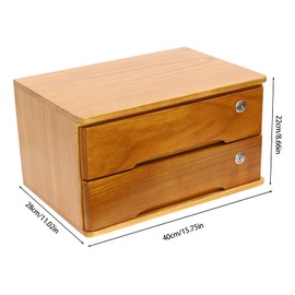 ILWorkTLs 2 Drawers Wooden Desktop Storage Box,Small File Cabinet with Locks,Office Supplies A4 Filing Organizer for School,Classroom,Wood Yellow