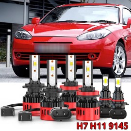 CHUSYYRAY For Hyundai Tiburon 2007 2008 Combo 6X LED Headlights High Low + Fog Light Bulbs