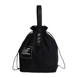 JTMKYO 1 Piece Black Lunch Bag, Insulated Drawstring Bag, Large Capacity Meal Bag, Portable Bento Bag, Insulated Picnic Bag, Waterproof Insulated Lunch Bag