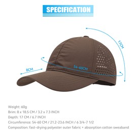 PivotWing Running Hat Mens Womens Running Cap Golf Tennis Hats Breathable Lightweight Quick Dry Baseball Cap Dad Hat for Sports Cycling Hiking Outdoor Walking Summer Mesh Cooling Hats, Brown