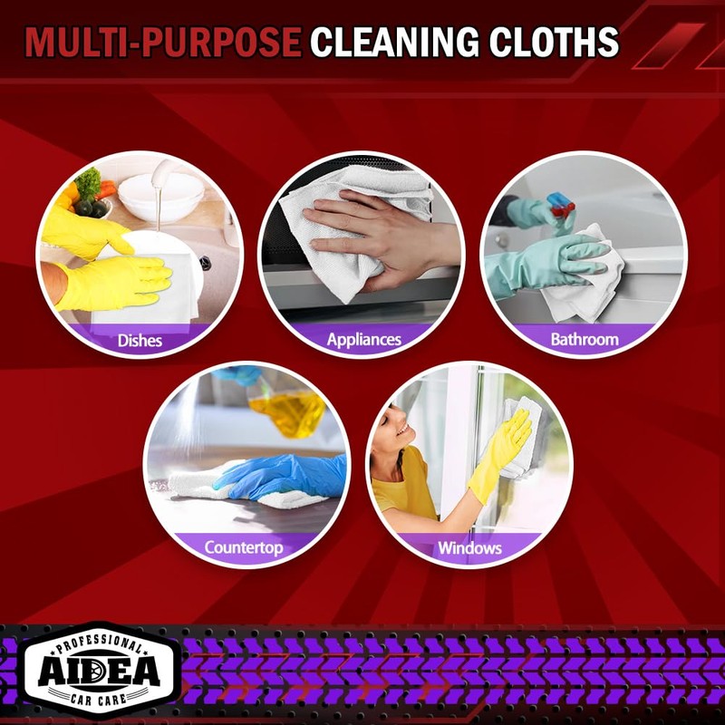AIDEA Microfiber Cleaning Cloths White 20PK, Microfiber Towels for Cars,