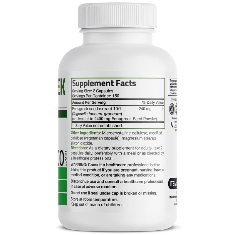 Bronson Fenugreek Extra Strength, Fenugreek Capsules, Fenugreek Supplement, Digestion Support