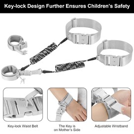 Accmor Toddler Waist Leash + Anti Lost Wrist Link with Lock, Hands-Free Baby Safety Belt Kids Elopement Leash Child Secure Public Walking Tether for Two Children & Special Needs ADHD/ASD Autistic