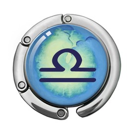 KANGYUSO Libra Foldable Purse Hook, Zodiac Sign Handbag Hanger, Women's Bag Hanger Hook, Round Purse Table Hook, Libra Gifts for Girls Women, Funny Desk Hook Gifts for Horoscope Astrology Lovers