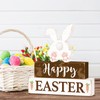Happy Easter Bunny Table Sign Decorations, Easter Wooden Block Tabletop