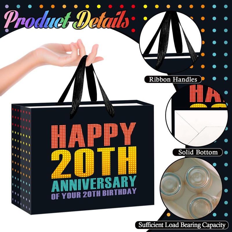 Black 40th Birthday Gift Bags Funny Design for Men Women
