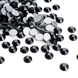 PLMHU 720pcs Flat Back Rhinestones Glitter Round Crystal Gems Glass Rhinestones for Crafts Nail Art Clothes Shoes DIY Decorations, Black, SS20, 4.6-4.8mm
