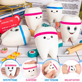 ZHWKMYP 16Pcs Tooth Stress Ball, Slow Rising Teeth Stress Balls for Adults, Tooth Toys Bulk for Dental Office Party Favors