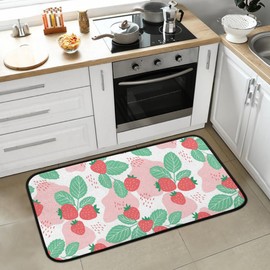QsirBC Fruit Strawberries Pattern Absorbent Microfiber Kitchen Rugs Non Slip Floor Mat Cushioned 39"x20" Anti-Fatigue Kitchen Rug Standing Mat Doormat for Bathroom Bedroom Laundry Office Home Decor