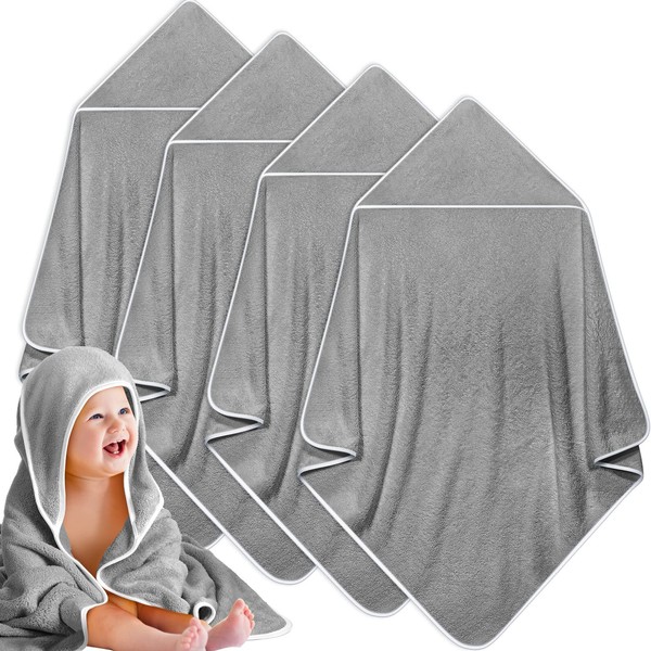 Reginary 4 Pack Baby Hooded Towels Coral Fleece Baby Bath