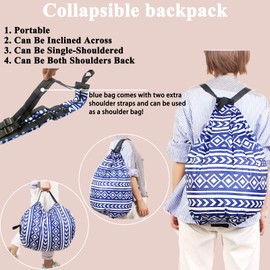 Dos & Nueve, 2 Pack Portable Folding Duffel Bag, Large Capacity Multipurpose Bag for Shopping，Travel & Sprots (Pink & Blue)