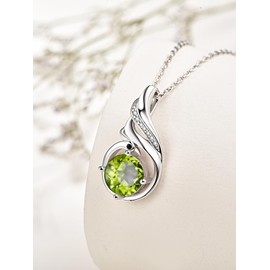 TANGPOET August Birthstone Peridot Pendant Necklace Jewellery for Women Girls 925 Sterling Silver Phoenix Gifts for Birthday Mother's Day Christmas Valentine's Anniversary