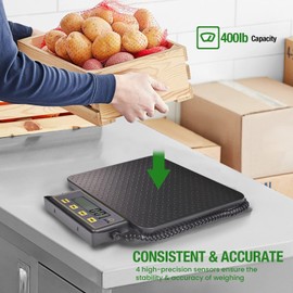 Shaledig 400lbs Commercial Scale Digital Receiving Scale with Anti-Slip Aluminum Platform, High Accuracy Food Scale with Hold/Tare/Auto-Off, Kitchen Scale with LCD Display for Restaurant/Cater