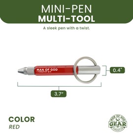 5-in-1 Mini Multitool Pen - Man of God, 1 Tim 6:11 Scripture - Dual Sided Mini Tool Keychain w/Ball Point Pen, Cm Ruler, Screwdriver Bits & More - Christian Pocket Tools For Men
