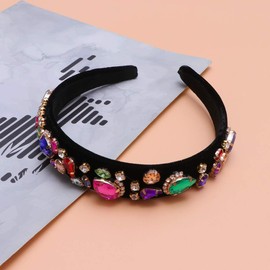 HEALLILY Breites Strass-Diamanten-Edelstein-Stirnband - Kopfbedeckung Kopfbedeckung Zubehör