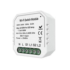 WiFi Smart Light Switch DIY Breaker Module Smart Life/Tuya App Remote Control,Working with for Alexa Echo Home 2 Gang 2 Way