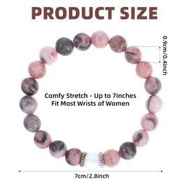 Yolev Moonstone Bracelet, Gift for Mother, Ristall Stone Bracelet, Women's Rose Quartz Crystal Bracelets, Yoga Lucky Charm, Stretch Beads Bracelets, Jewellery, Gift Couple, One size, volcanic rock, No