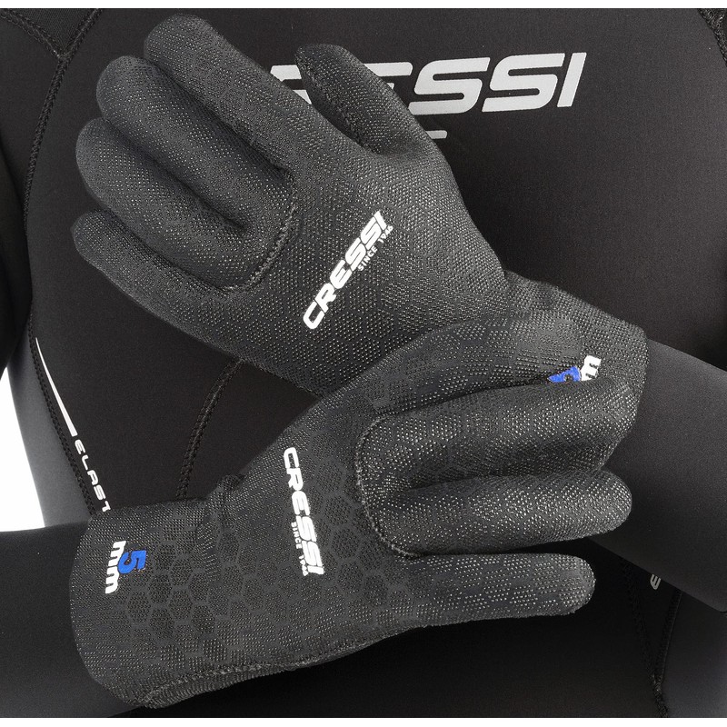 Cressi High Stretch Gloves -Unisex 5-Finger Diving Gloves made of