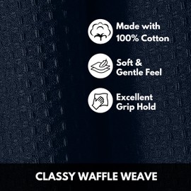 Softopia Cotton Navy Waffle Kitchen Dish Towels, 100% Cotton, Quick Dry, Super Absorbent, Soft, Lint-Free, 16x26 Inches - Ideal for Dish Drying, Tea, Cleaning, and Everyday Use, 4 Pack, Navy Blue