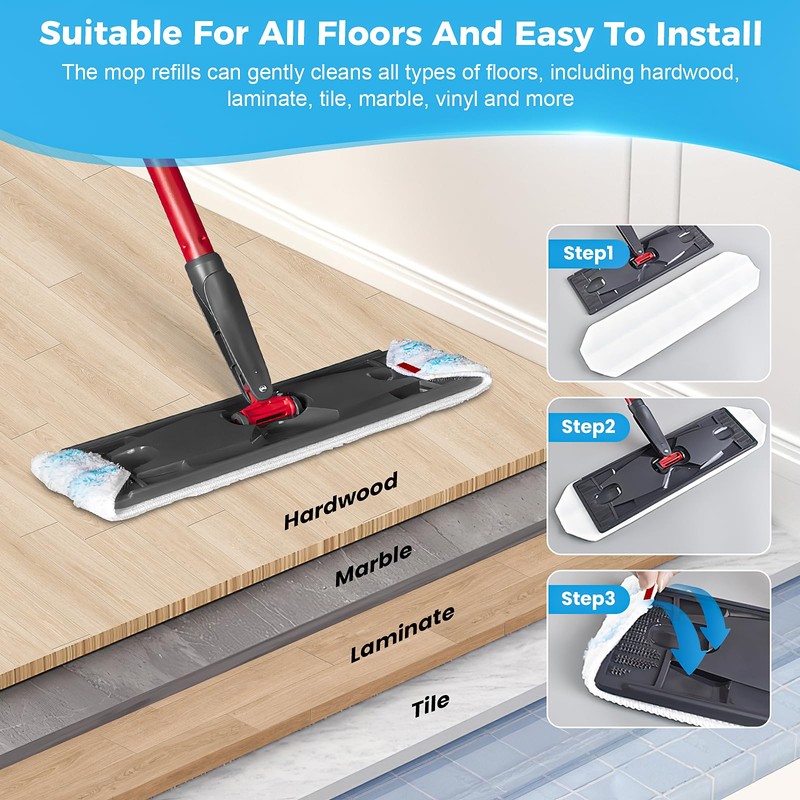 6 Pack Mop Replacement Pads for O-Cedar H2prO Flat Mop,