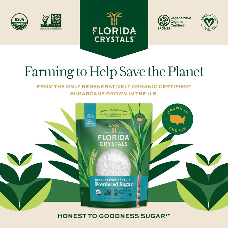 Florida Crystals Organic Regenerative Organic Powdered Sugar, 16 oz (1