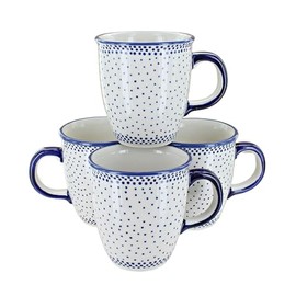 Blue Rose Polish Pottery Small Dots 4 Piece Mug Set