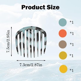 5 PCS 9 Teeth French Twist Comb Set Non Slip French Hair Comb Slides Plastic Retro Celluloid Hair Brush for Women Updos Buns and Twists