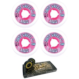 57mm Snot Wheel Co. X-Rays Clear/Pink Skateboard Wheels - 80a with Viper Strike Skateboard Bearings 8mm Precision ABEC 7 Skateboard Bearings - Bundle of 2 Items