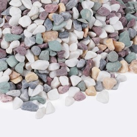 Rahato 5 lbs Natural Pea Gravel Pebbles for Aquarium, Fish Tank, 3/8 inch Decorative Pebbles for Indoor Plants, Succulent, Bamboo, Vase, Drainage Rocks for Potted Plants, Top Dressing, Mixed Color