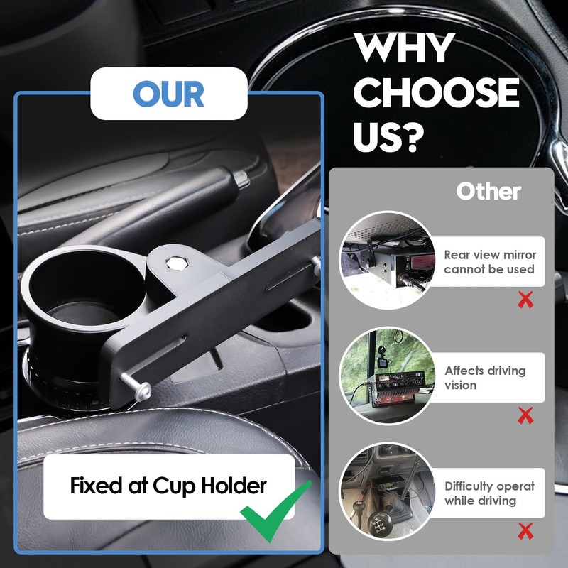 Upgrade Cup Holder Radio Mount, CB Radio Mounting Brackets Drinks