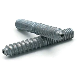 Zinc Plated Steel Hanger Bolts 1/4"-20 Machine Thread with Lag Screw Threading 1/4"-20 x 2-1/4" Qty 25