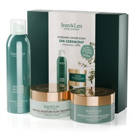 Jean & Len Spa Ceremony Giftbox Rosemary & Ginger, High Quality Gift Box with 3 High Quality Products, Products for Body and Mind, Packaging is FSC Certified, Vegan Gift Set