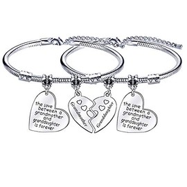 2 Pieces Grandmother Granddaughter Chram Snake Bracelet for Women Girls Family Jewelry Birthday Christmas Graduation Gift