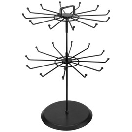 Jewelry Spinner Display Stand,Heavy Duty Metal Countertop Medium Adjustable 3 Tier Hanging Jewelry Rotating Organizer Rack Tower for Necklace Bracelet Earring Ring Holder,Hooks,Craft Shows,White